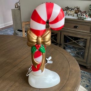 Vintage style Candy Cane blow mold with lights